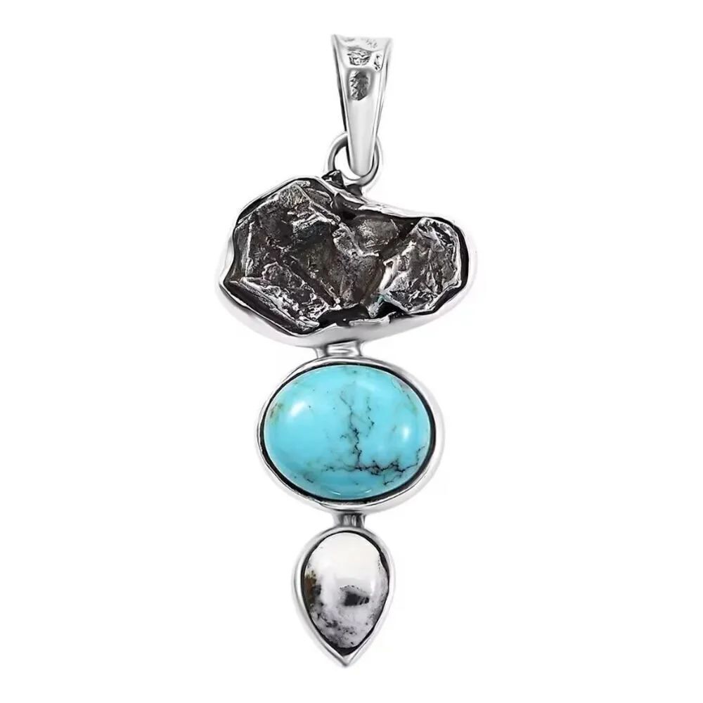 Artisan Crafted Rough Cut Marvelous Meteorites Multi Gemstone 3.15 ctw Pendant